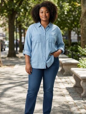 Calvin Klein Jeans Light Blue Denim Shirt - womens size xl